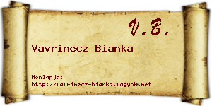 Vavrinecz Bianka névjegykártya